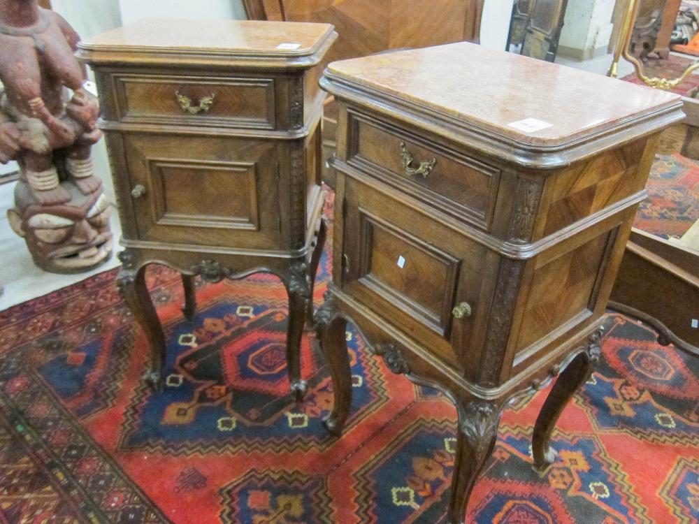 PAIR OF LOUIS XV STYLE MARBLE-TOP