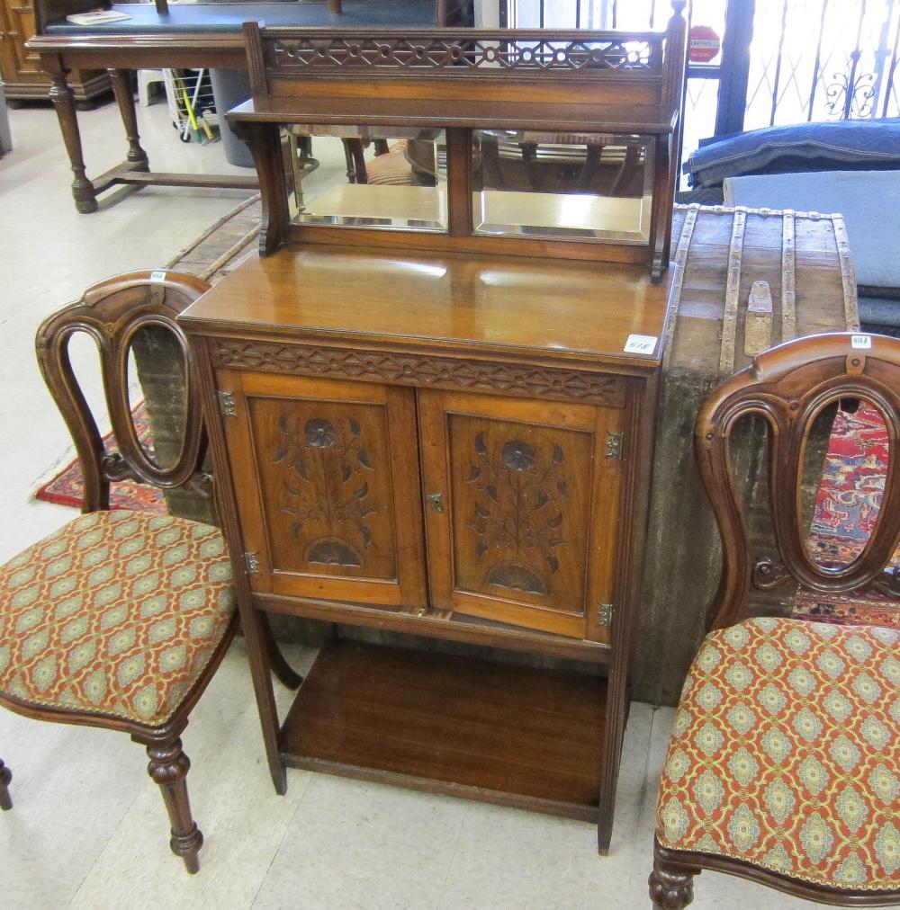 VICTORIAN CARVED WALNUT MUSIC CABINET  316147