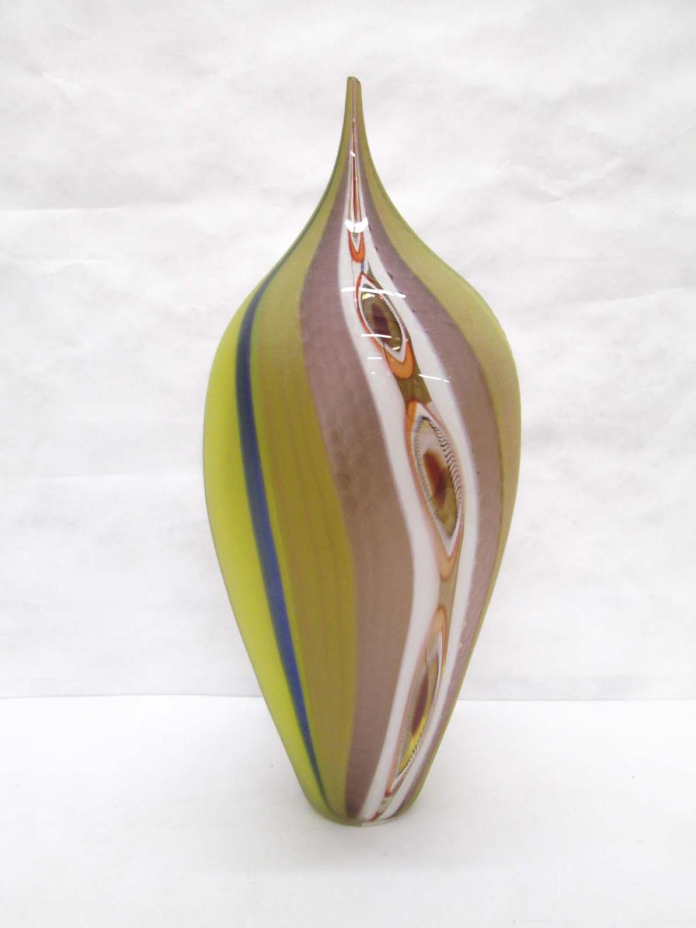 BLOWN AND CUT ART GLASS VASE BY