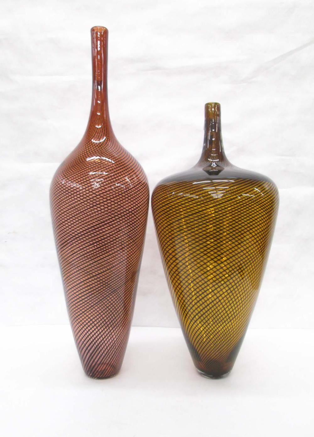 TWO ART GLASS VESSELS, EACH TITLED: