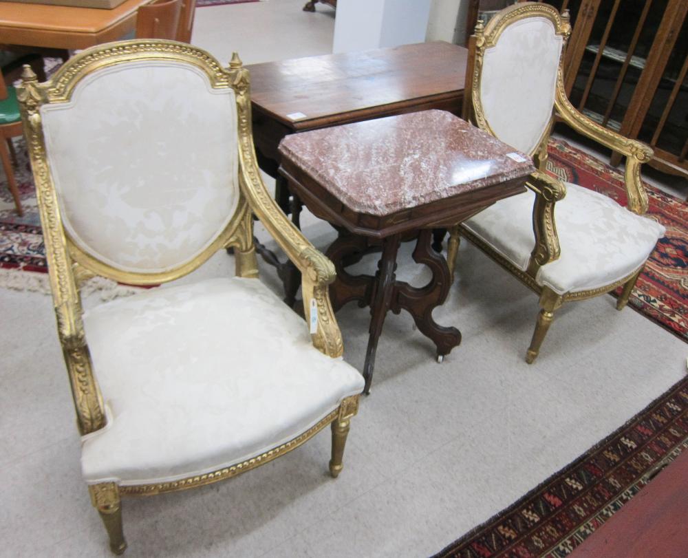 A PAIR OF LOUIS XVI STYLE ARMCHAIRS  31618d