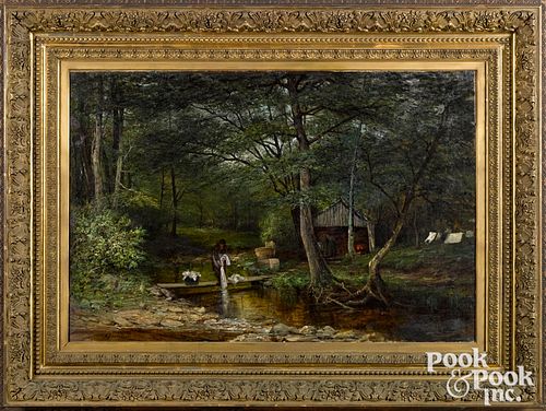 ALFRED BRYAN WALL OIL ON CANVAS WOODED