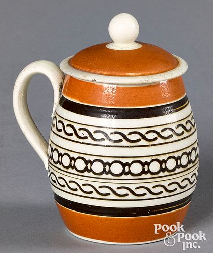 MOCHA MUSTARD POT WITH BROWN GEOMETRIC 316223