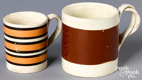 TWO MOCHA MUGS, WITH BROWN AND