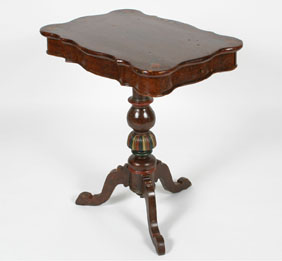 Paint decorated table with turned pedestal