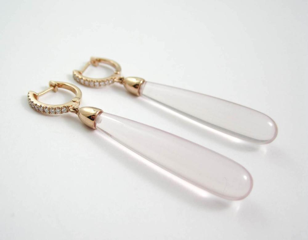 PAIR OF KUNZITE AND DIAMOND DANGLE 31624a