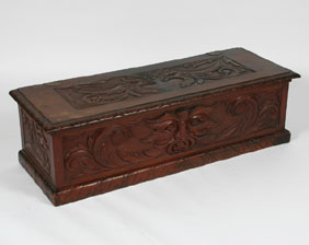 Blanket box with carved griffins