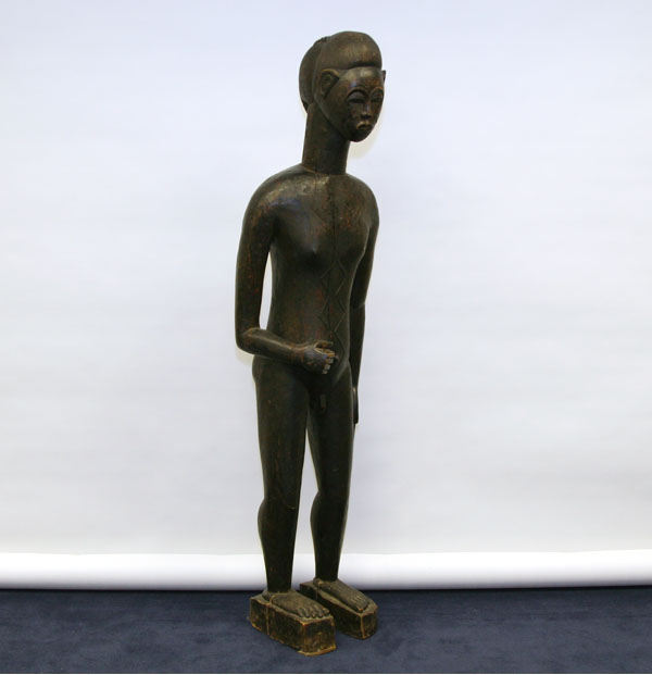 African Baule carved wooden male figure,