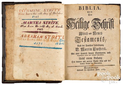 CHRISTOPH SAUR, 1763, GERMANTOWN BIBLEChristoph