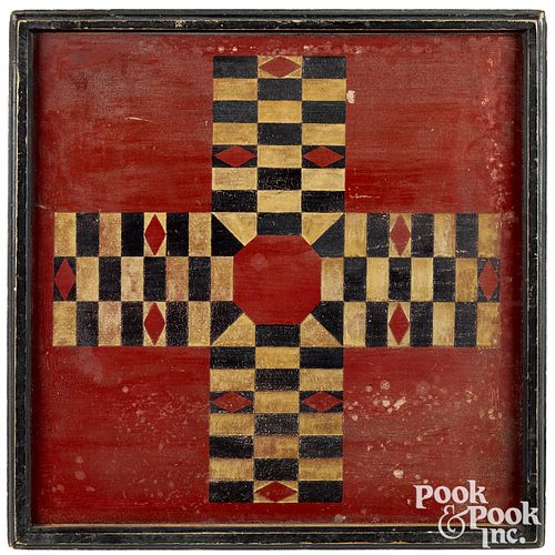 PAINTED PINE PARCHEESI GAMEBOARD  3162f9