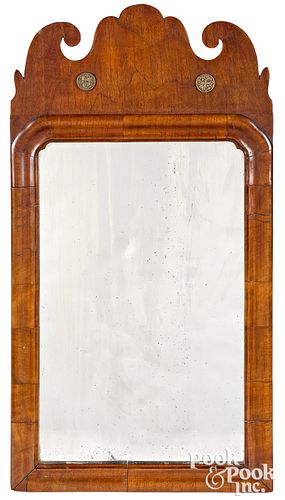 SMALL QUEEN ANNE MAHOGANY MIRROR,