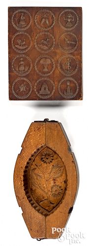 CARVED MAPLE SUGAR MOLD, 19TH C.Carved