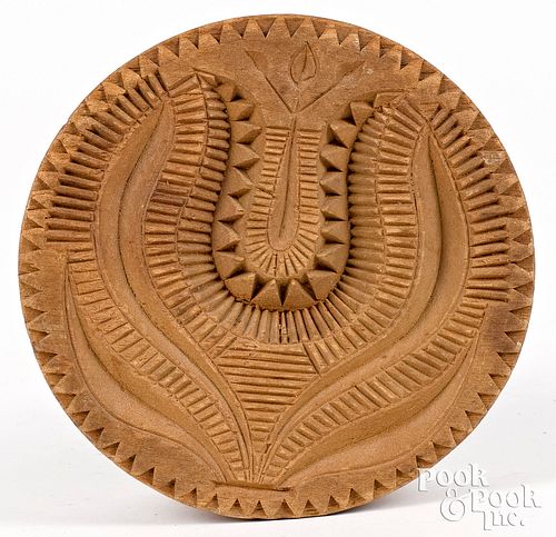 CARVED MAPLE BUTTERPRINT, 19TH