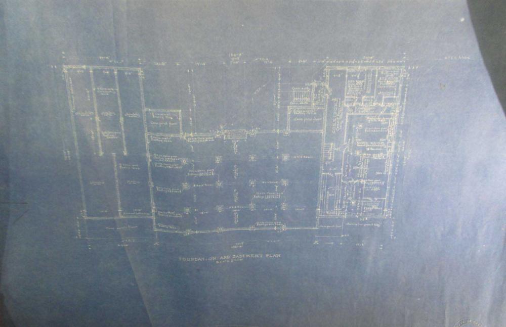 ELEVEN VINTAGE REED COLLEGE BLUEPRINTS: