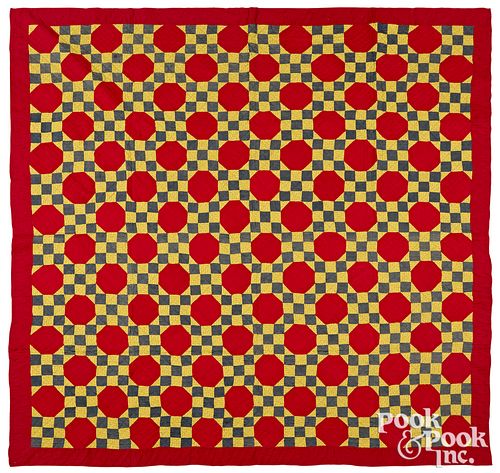 PIECED NINE BLOCK AND OCTAGON QUILT  3163dd