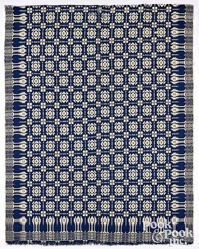 TWO BLUE AND WHITE COVERLETS MID 3163d4