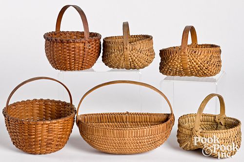 SIX SPLIT OAK BASKETS EARLY 20TH 3163d6