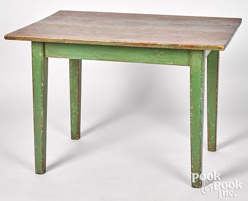 PAINTED PINE WORK TABLE, 19TH C.Painted
