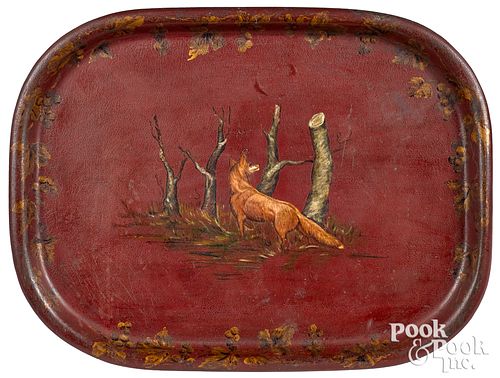 PAINTED TIN TRAY 19TH C Painted 31640c