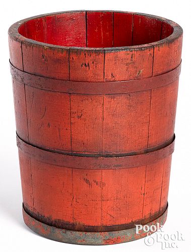 PAINTED STAVED BUCKET, 19TH C.Painted