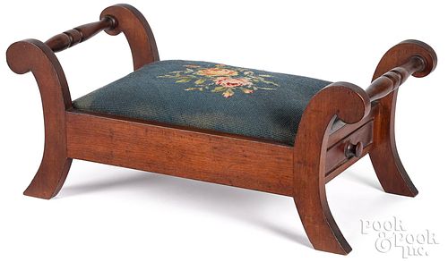 CLASSICAL REVIVAL WALNUT FOOT STOOL  31642d