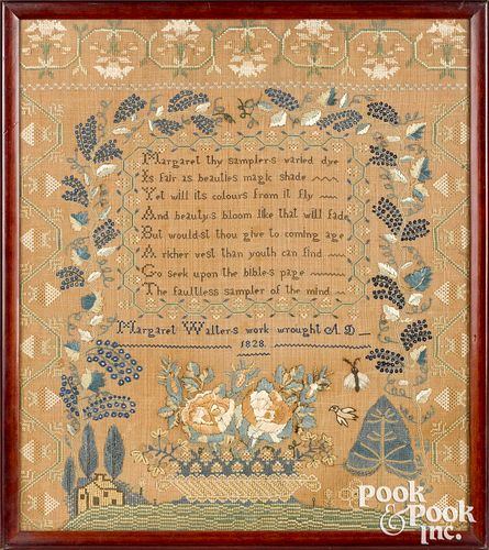 AMERICAN SILK ON LINEN SAMPLER  31644a