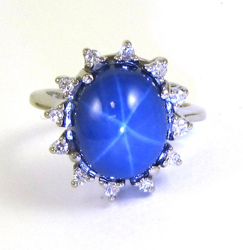 SYNTHETIC STAR SAPPHIRE AND DIAMOND 31647b