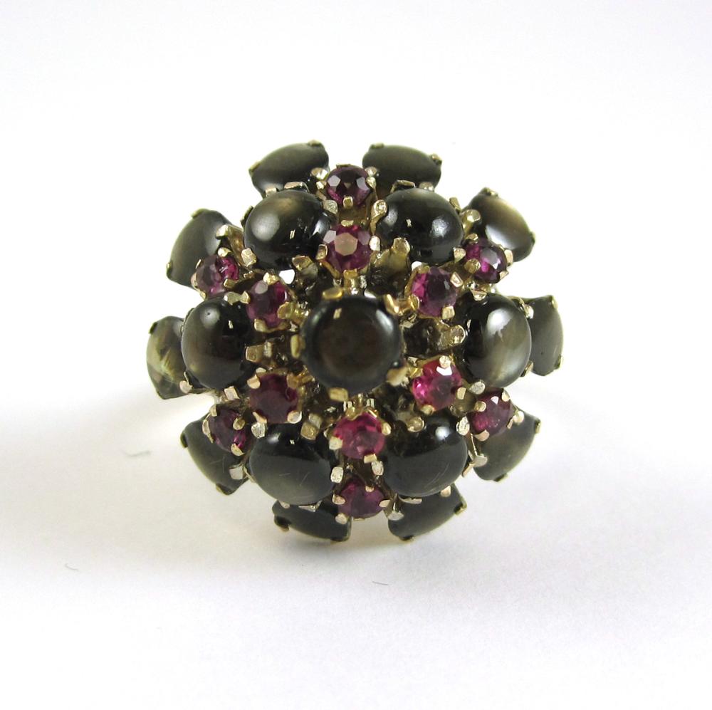 BLACK STAR SAPPHIRE AND RUBY CLUSTER 31649f