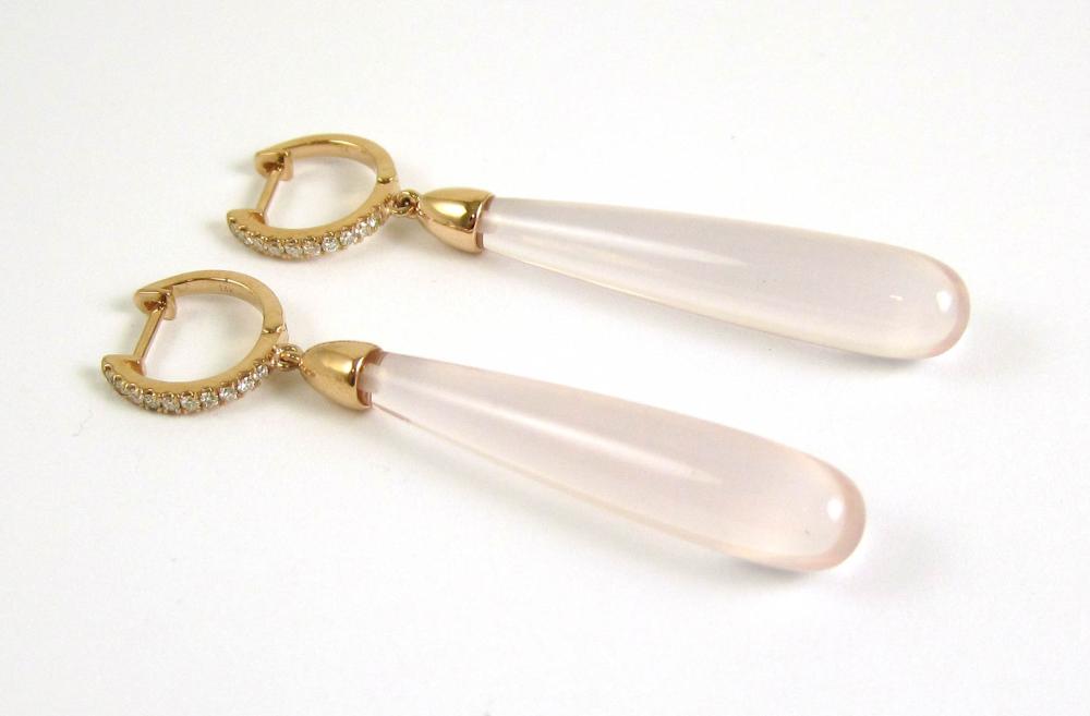 PAIR OF KUNZITE AND DIAMOND DANGLE 3164ae