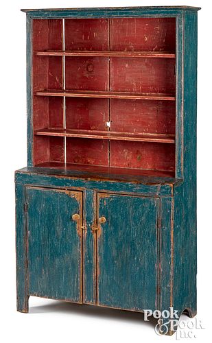 PAINTED PINE STEPBACK CUPBOARD  3164b3