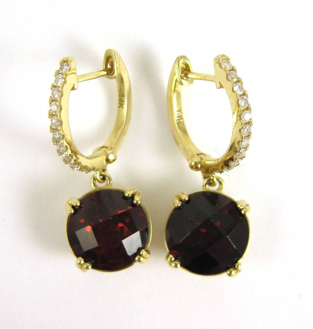 PAIR OF GARNET AND DIAMOND DANGLE 3164c3