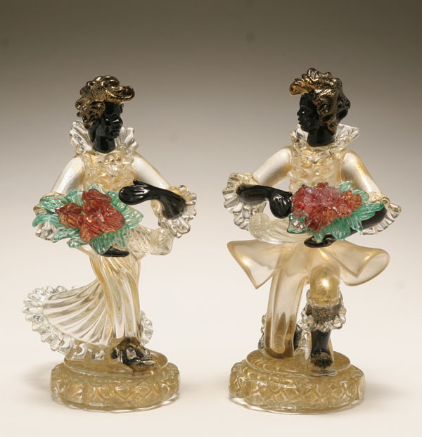 Pair Murano art glass blackamoor