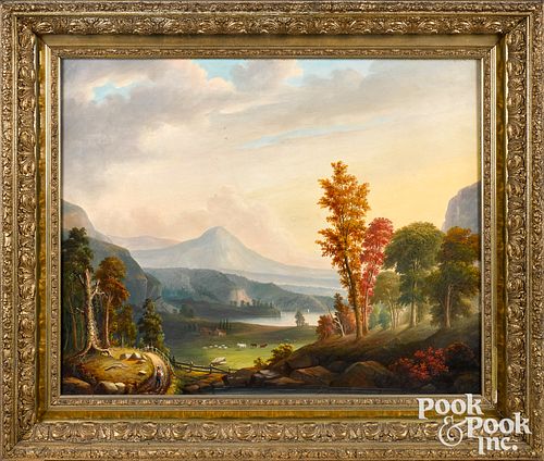 NEW ENGLAND OIL ON CANVAS LANDSCAPE,