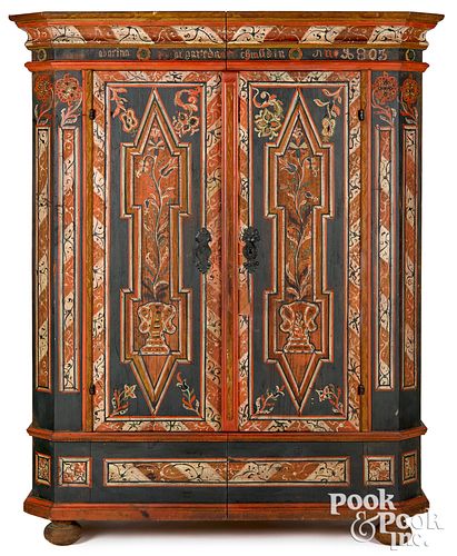 GERMAN PAINTED PINE SCHRANK DATED 31655e