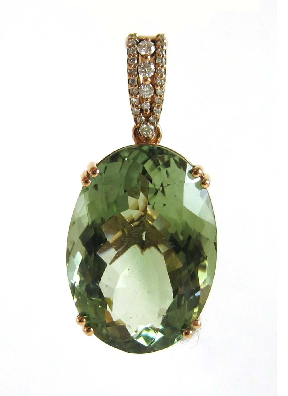 PRASIOLITE DIAMOND AND FOURTEEN 316564