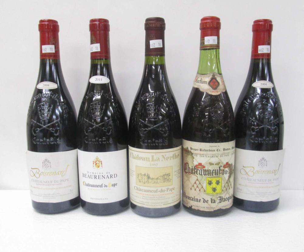 TEN BOTTLES OF VINTAGE FRENCH CHATEAUNEUF-DU-PAPEWTEN