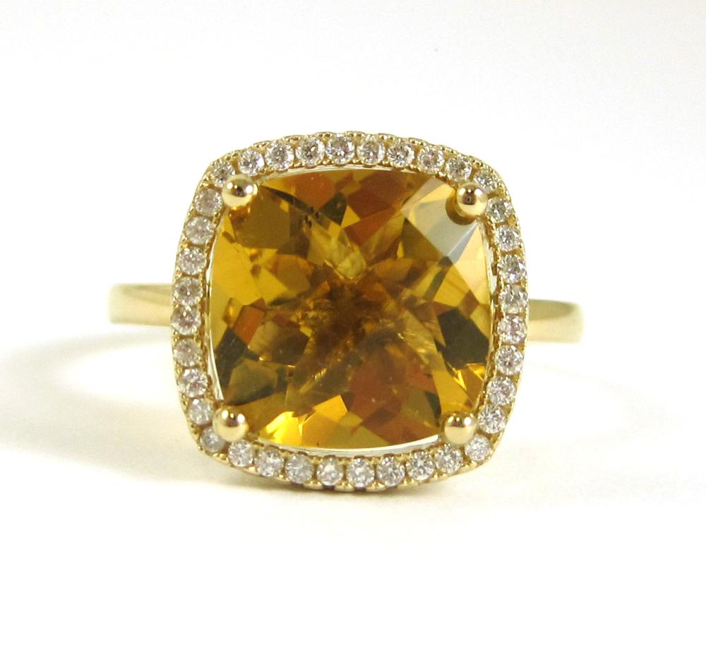 CITRINE, DIAMOND AND FOURTEEN KARAT