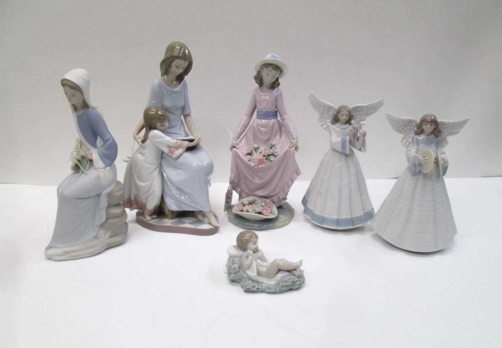 SIX LLADRO PORCELAIN SCULPTURES,