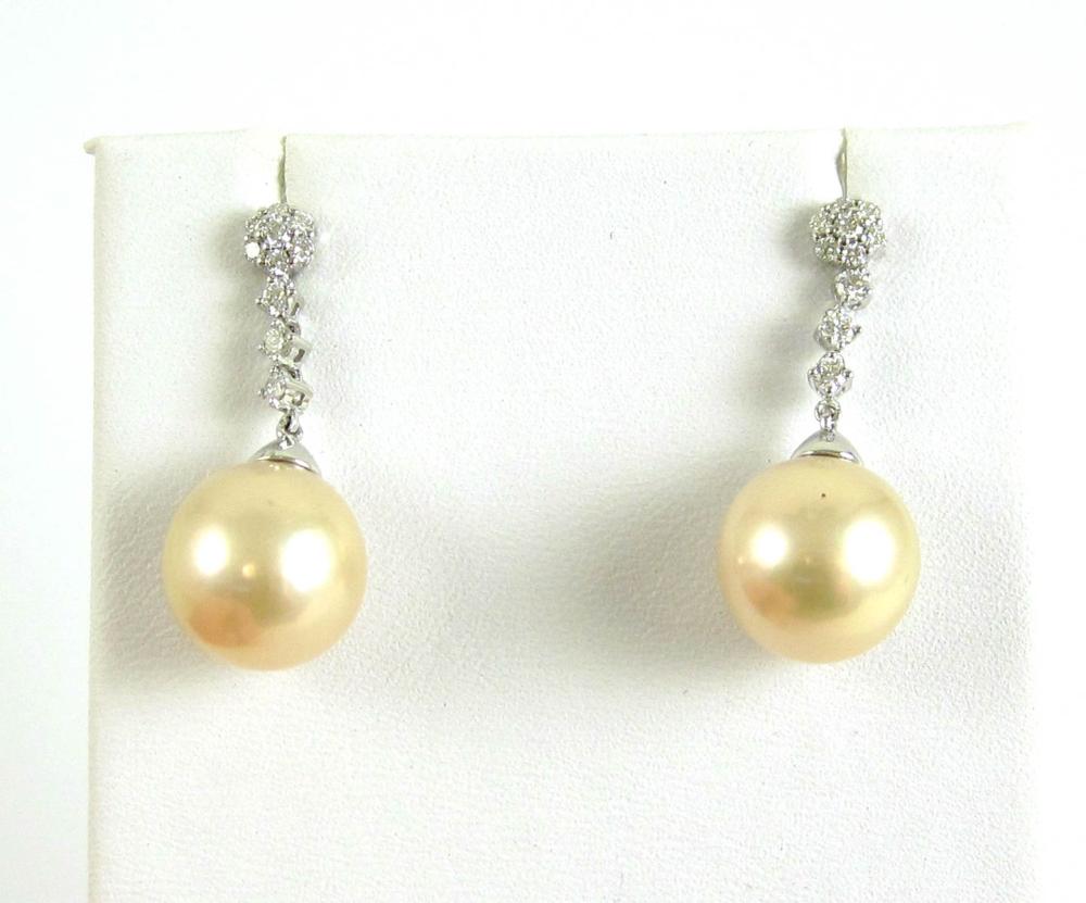 PAIR OF PINK PEARL AND DIAMOND