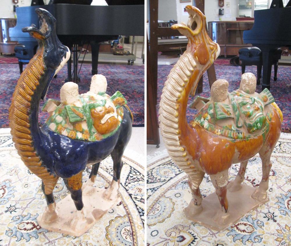 TWO CHINESE TANG STYLE CAMELS,