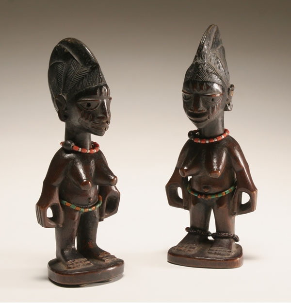 African ibeji twin carved wooden female