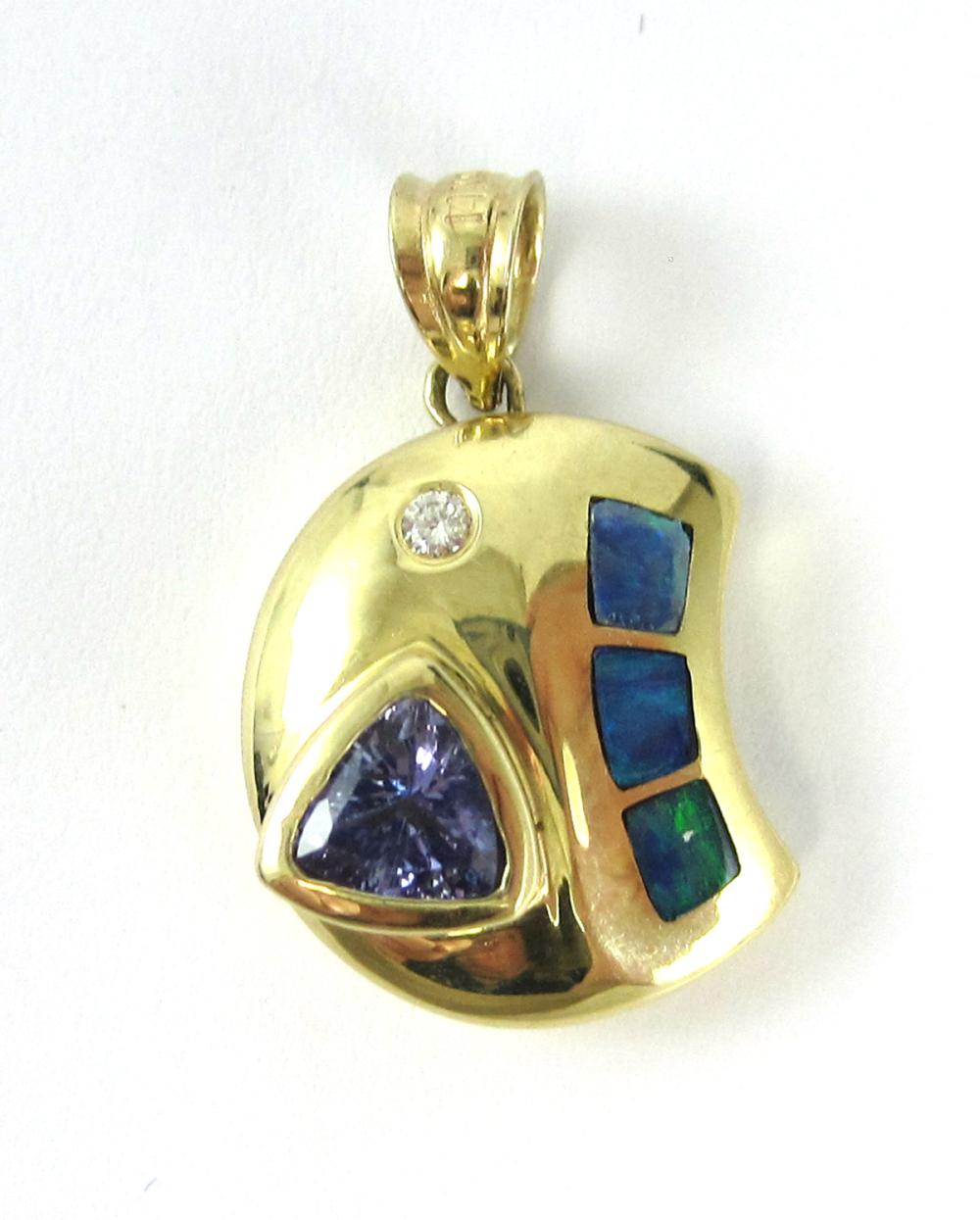 TANZANITE OPAL AND DIAMOND PENDANT  3166fe