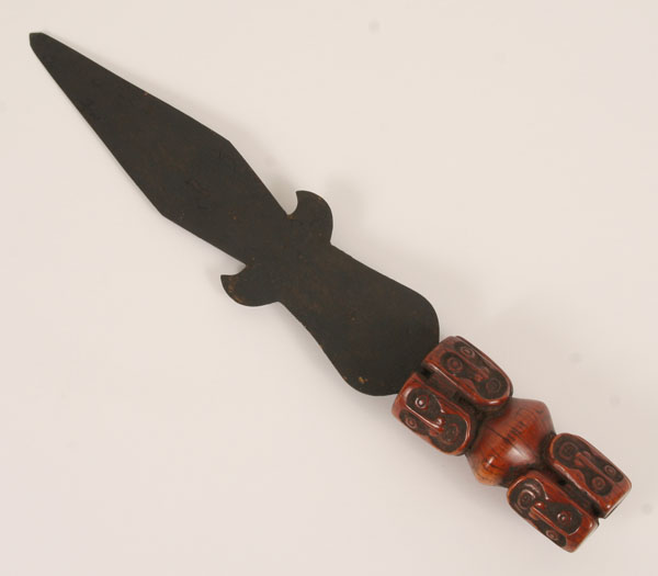 African metal and dyed ivory knife dagger  4f0b8