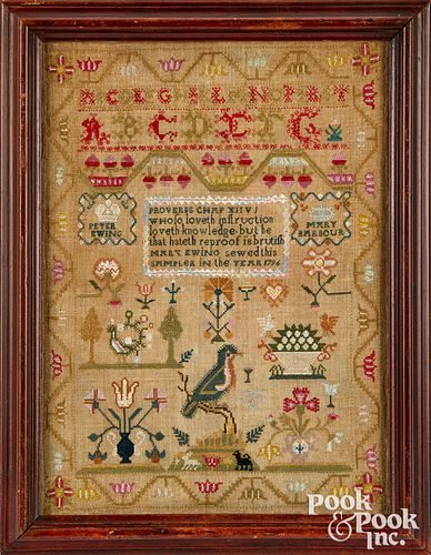 SILK ON LINEN SAMPLER DATED 1796  316738