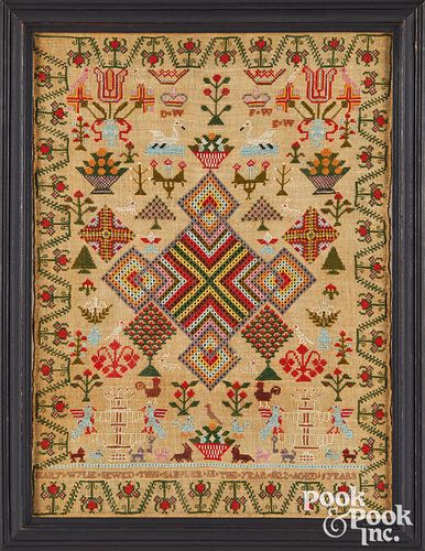 VIBRANT ENGLISH SILK ON LINEN SAMPLER,