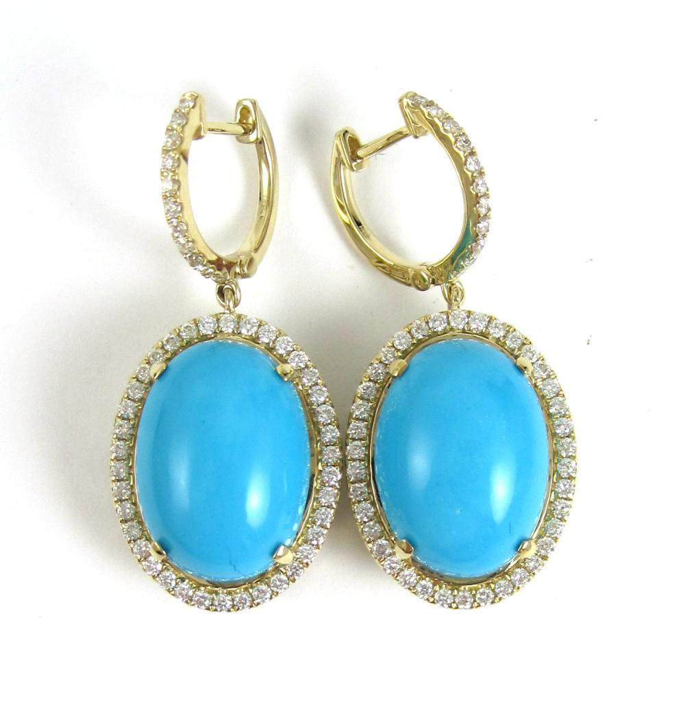 PAIR OF TURQUOISE AND DIAMOND DANGLE 316765