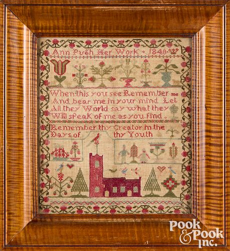 ENGLISH SILK ON LINEN SAMPLER  3167a6