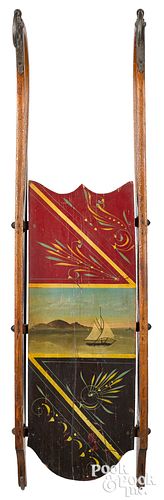 PAINTED SLED, DECORATED WITH A