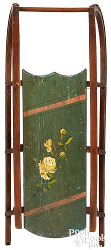 PAINTED SLED, WITH FLORAL DECORATION