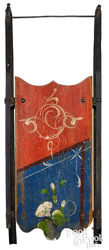 PAINTED SLED, WITH SWANS HEAD TERMINALS